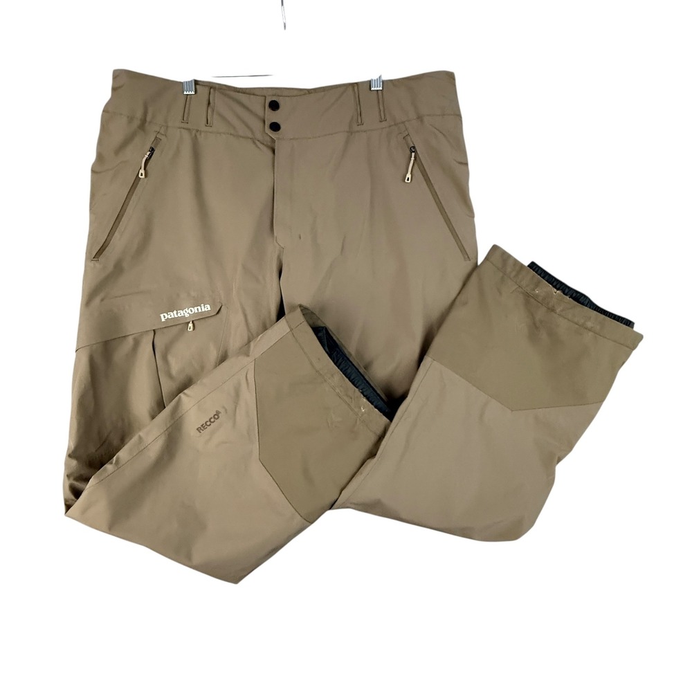 Patagonia Mens XL Gore-Tex Snow Pants Tan Khaki Recco Waterproof Ski Snowboard